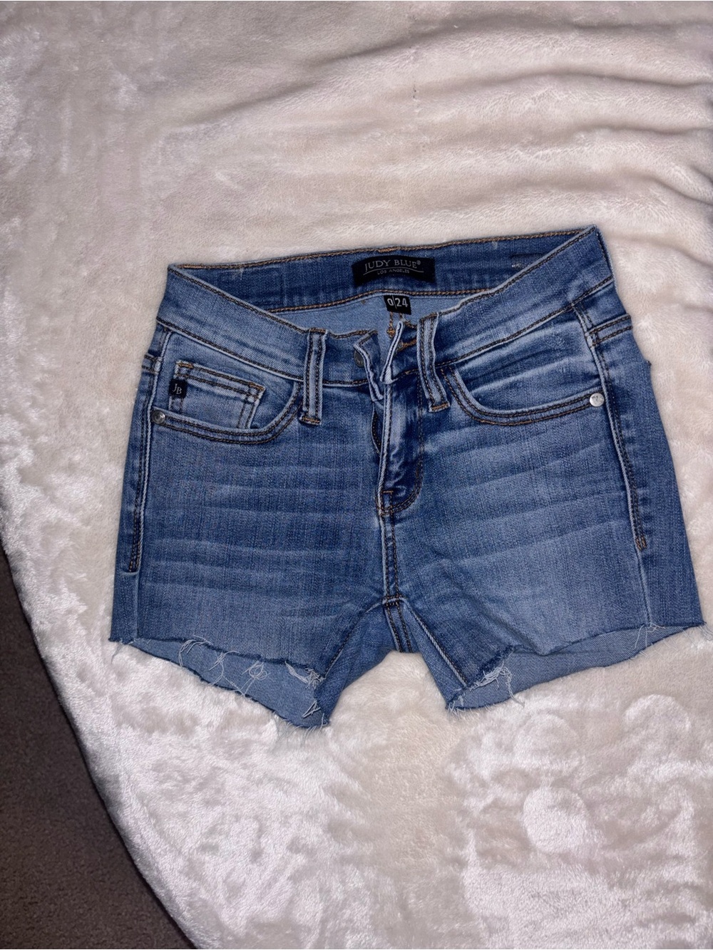 Judy Blue Light Blue Distressed Denim Shorts